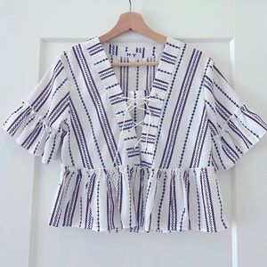 Crop blouse with flare sleeves